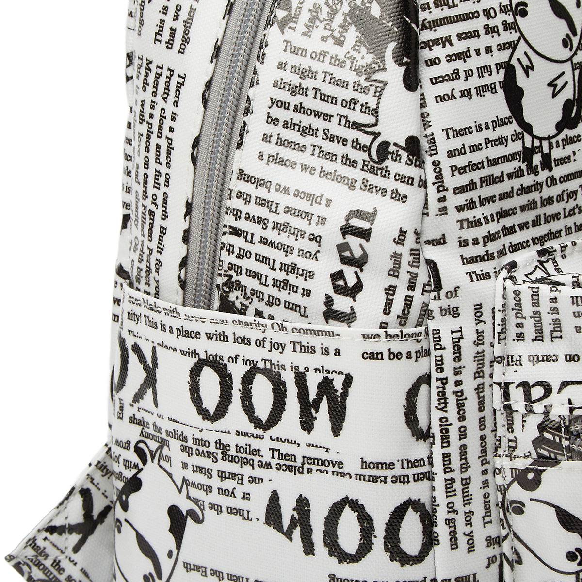 Baa Baa Sheepz Backpack Newspaper White - Medium
