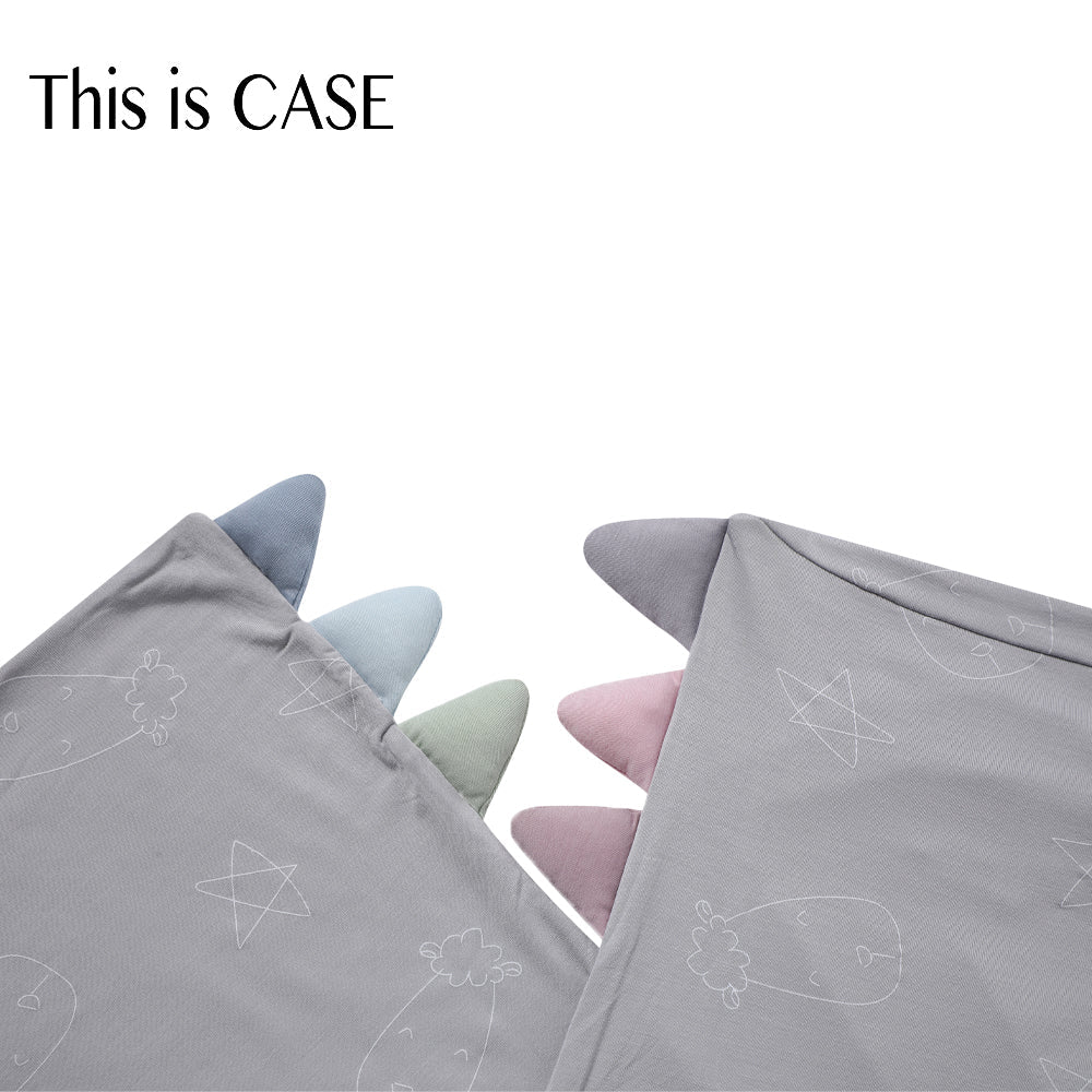 Bed-Time Buddy Case Cute Big Star & Head Grey with Color tag - XL