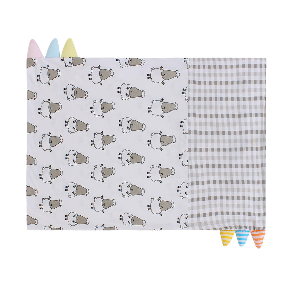 Bed-Time Buddy™ Case Big Sheepz White + Checkers Grey with Color & Stripe Tag - Adult