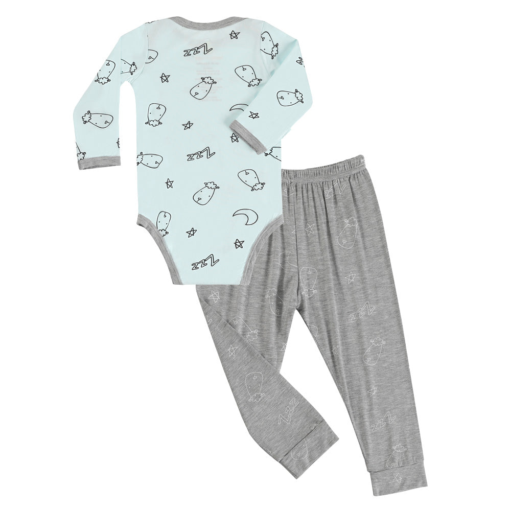 Long Sleeve Onesie Sweet Dreams Baa Baa Blue + Pant Sweet Dreams Baa Baa Grey