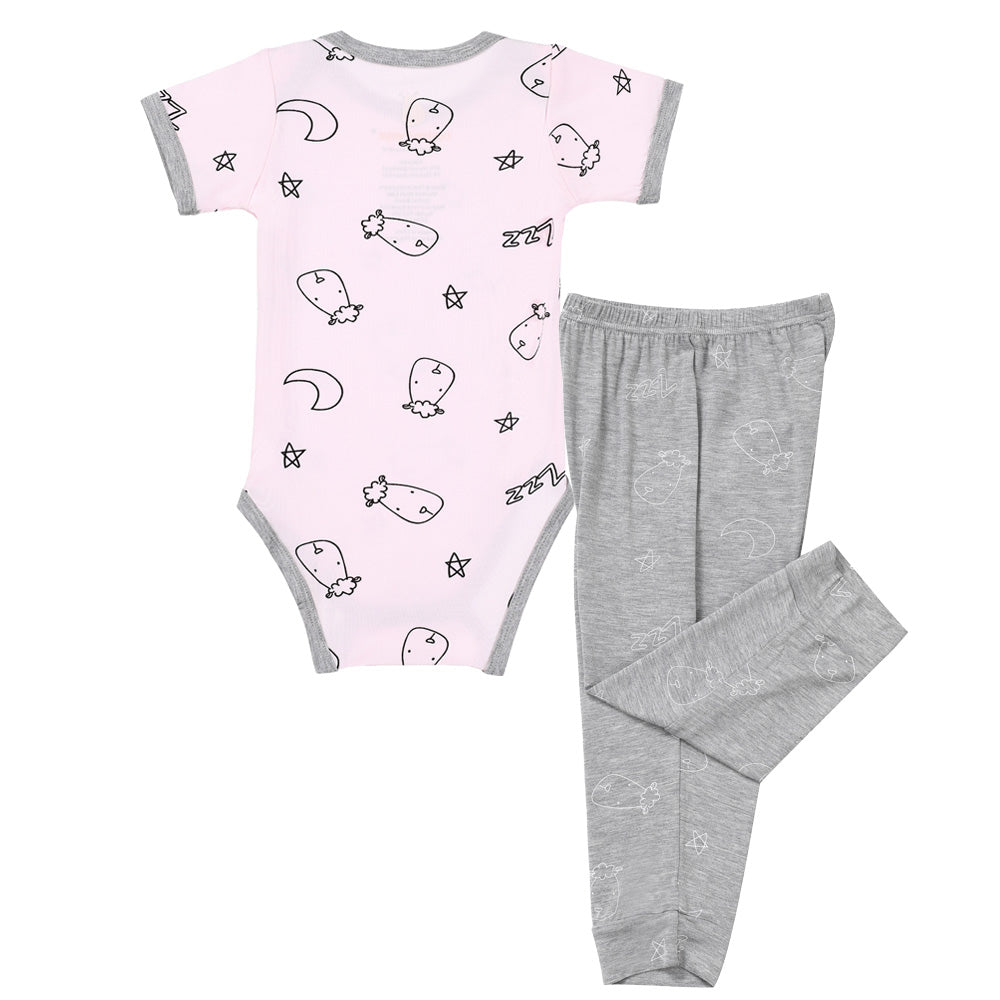 Short Sleeve Onesie Sweet Dreams Baa Baa Pink + Pant Sweet Dreams Baa Baa Grey