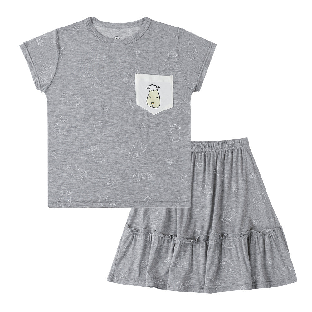 Short Sleeve Shirt Sweet Dreams Baa Baa Grey + Skirt Sweet Dreams Baa Baa Grey