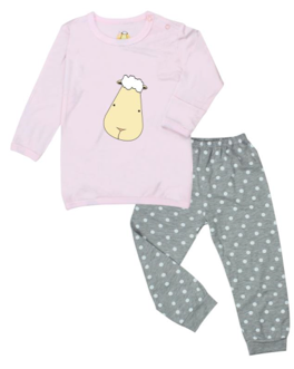 Pyjamas Set Pink Big Face + Grey Polka Dot