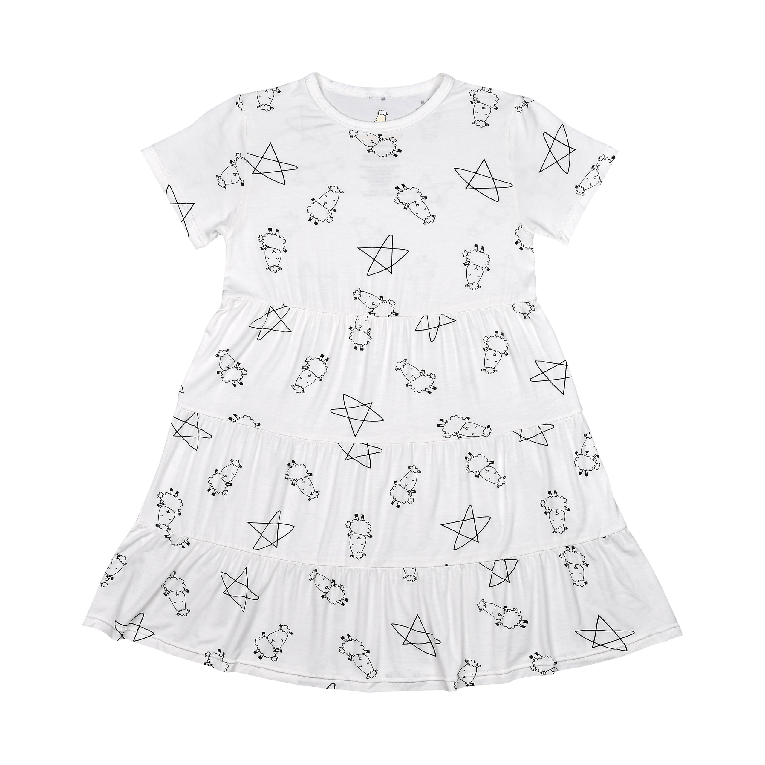 Tiered Dress Cute Big Star & Sheepz White