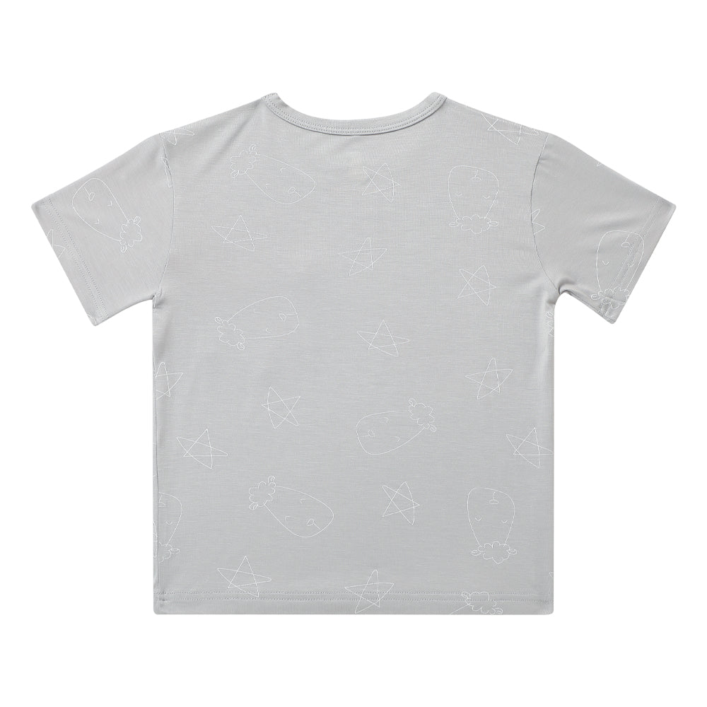 Unisex Short Sleeve T-Shirt Cute Big Star & Head Grey