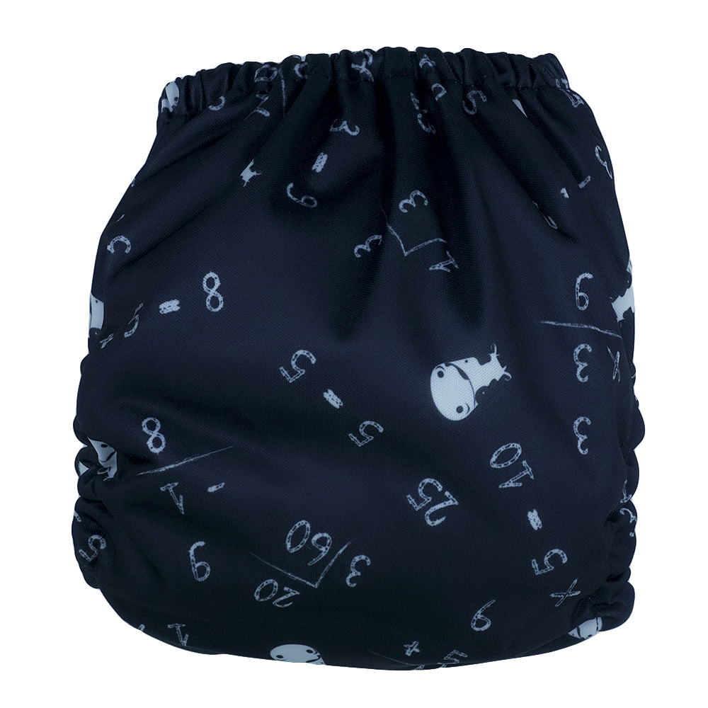 Cloth Diaper One Size Snap - Maths Black