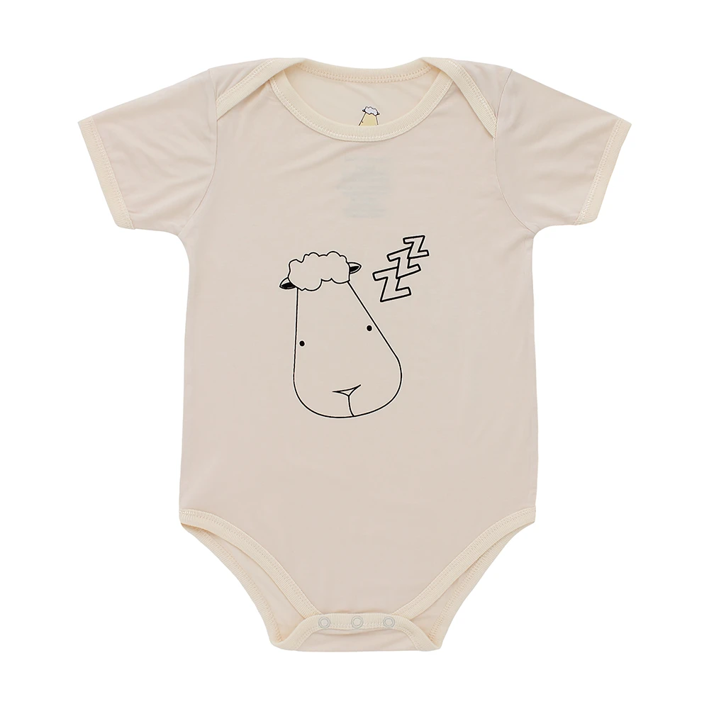 Short Sleeve Onesie Sleepy Head Yellow