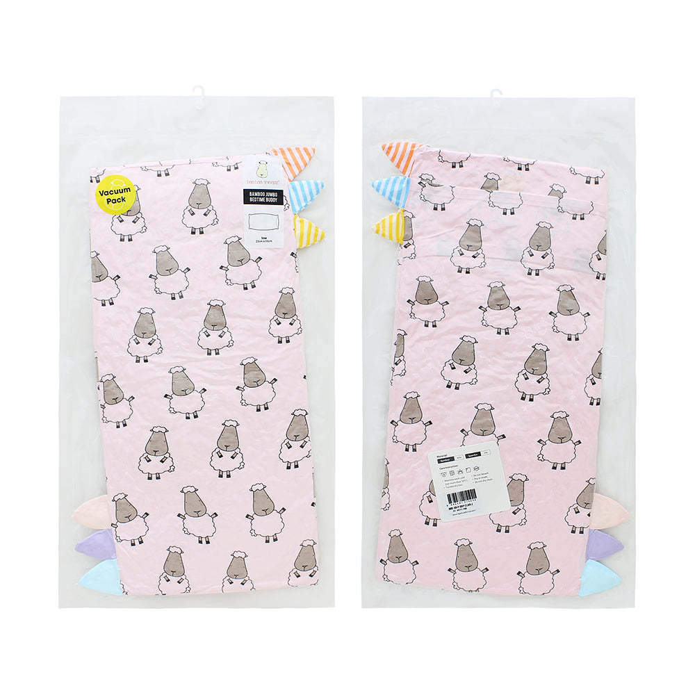 Bed-Time Buddy™ Big Sheepz Pink with Color & Stripe tag - Jumbo (size 23x53cm)