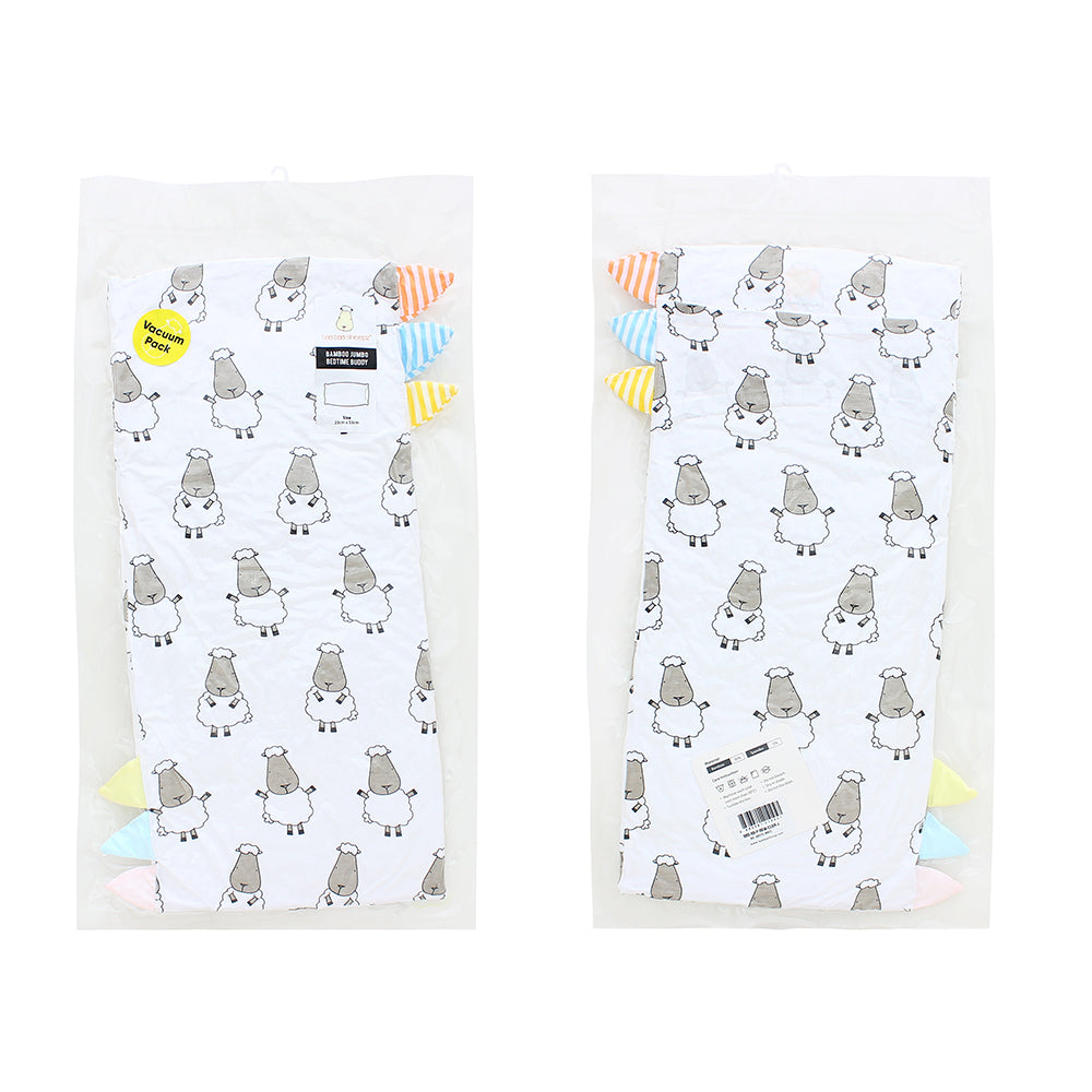 Bed-Time Buddy™ Big Sheepz White with Color & Stripe tag - Jumbo (size 23x53cm)