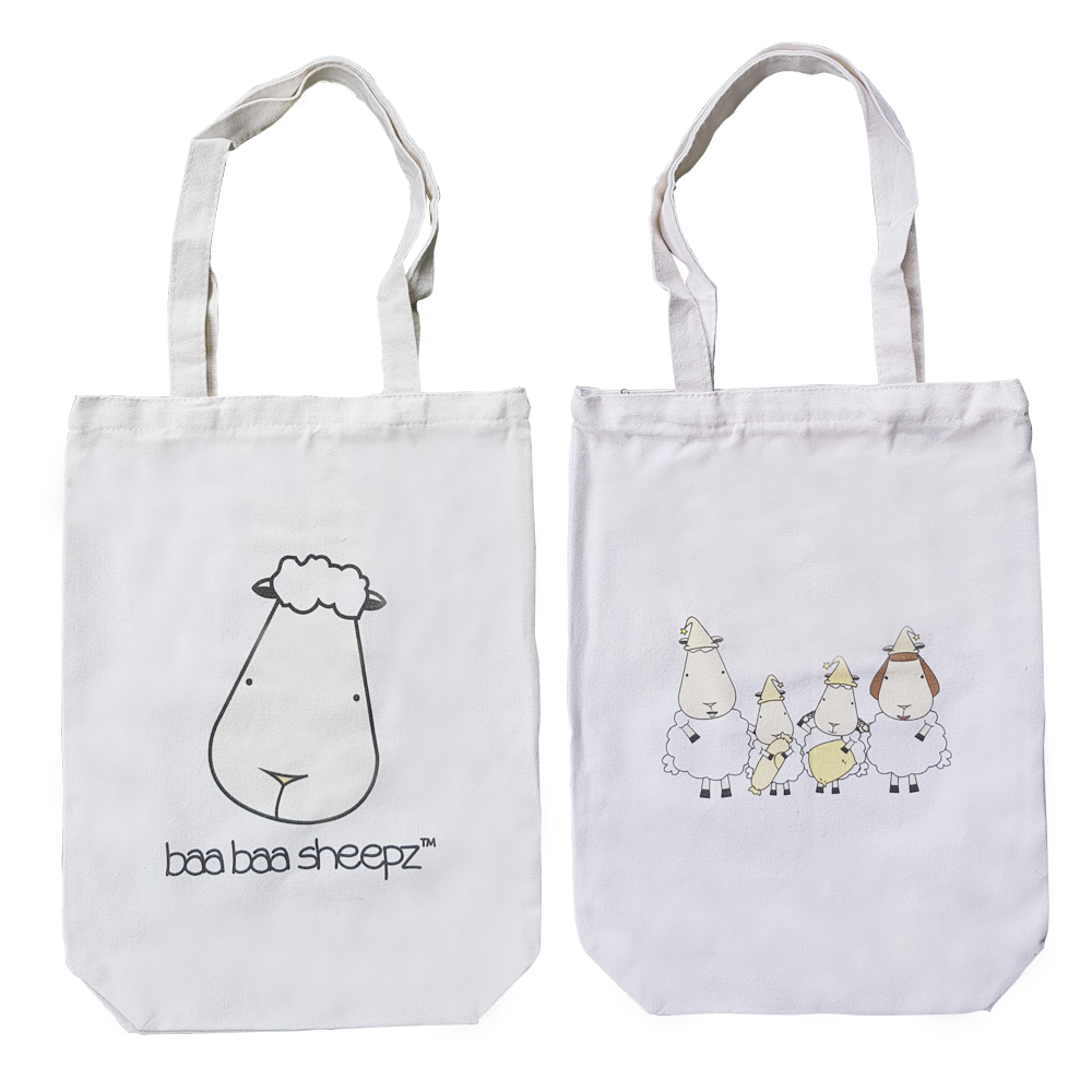 Canvas Tote Bag Baa Baa Sheepz Family White