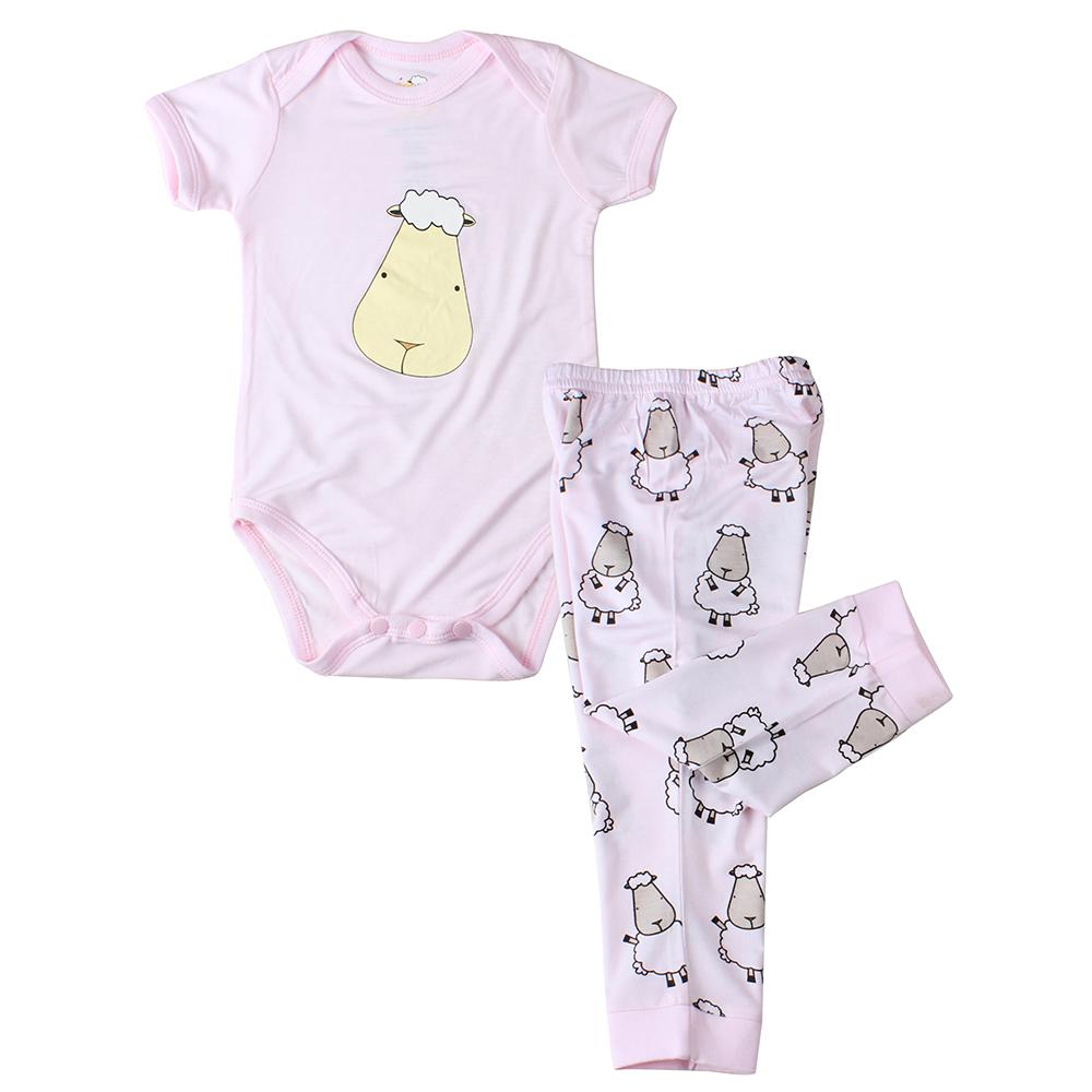 bamboo onesie baby pink