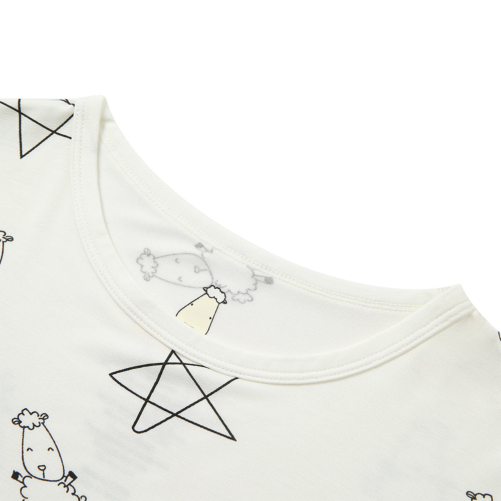 Unisex Short Sleeve T-Shirt Cute Big Star & Sheepz White