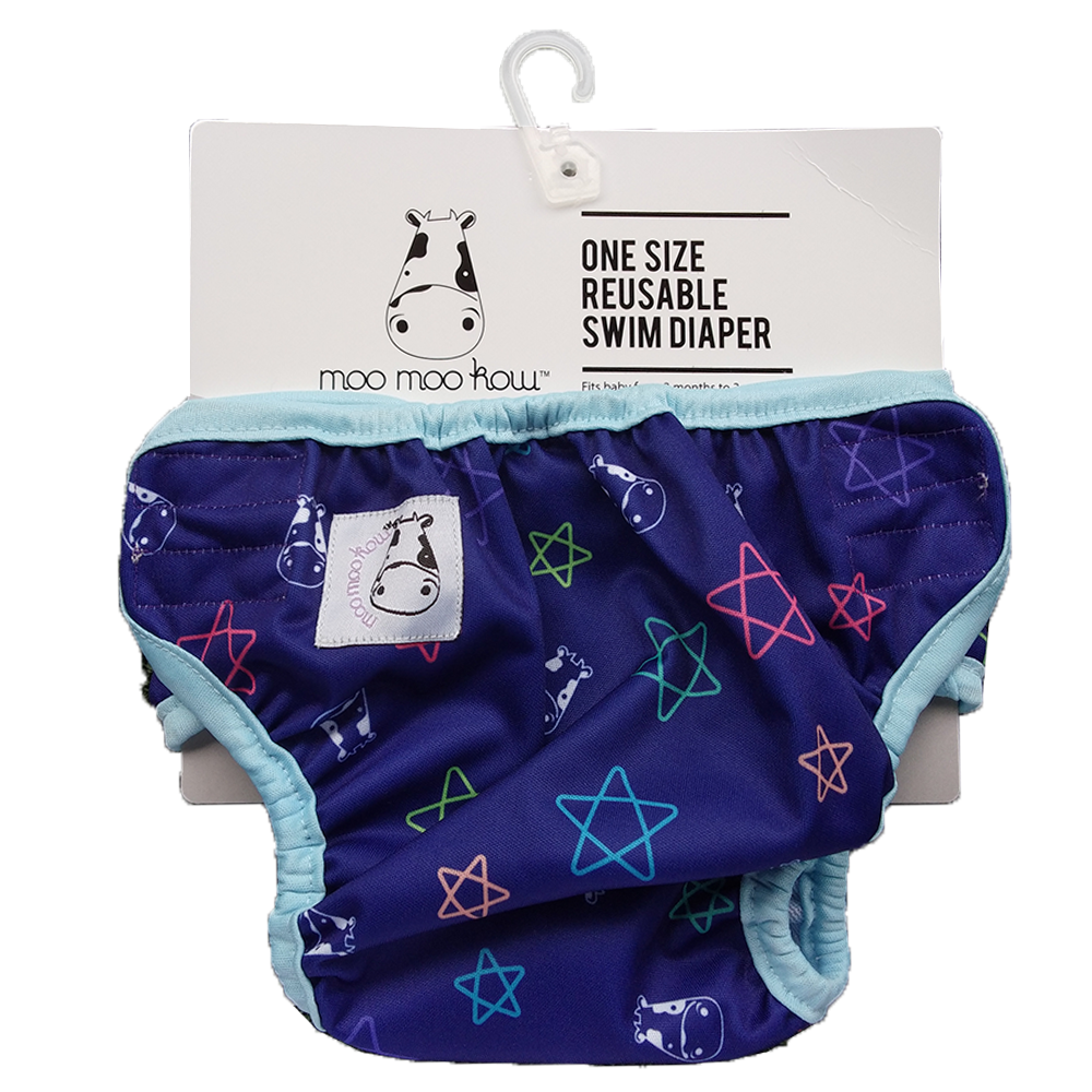 One Size Swim Diaper Color Star with Blue Border