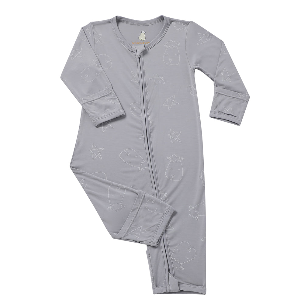 Romper Zip Cute Big Star & Head Grey