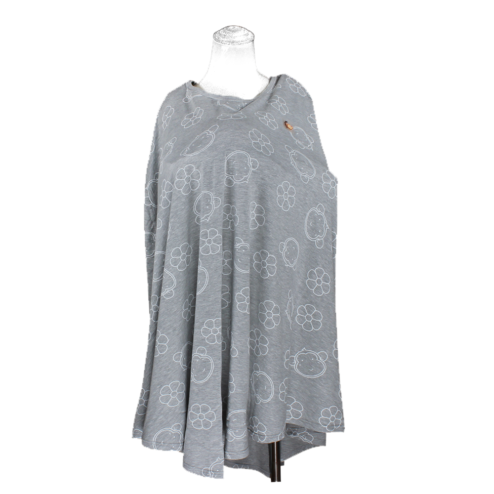 DooDooMooky Bamboo Nursing Cover Poncho Type Grey Mooky Flower