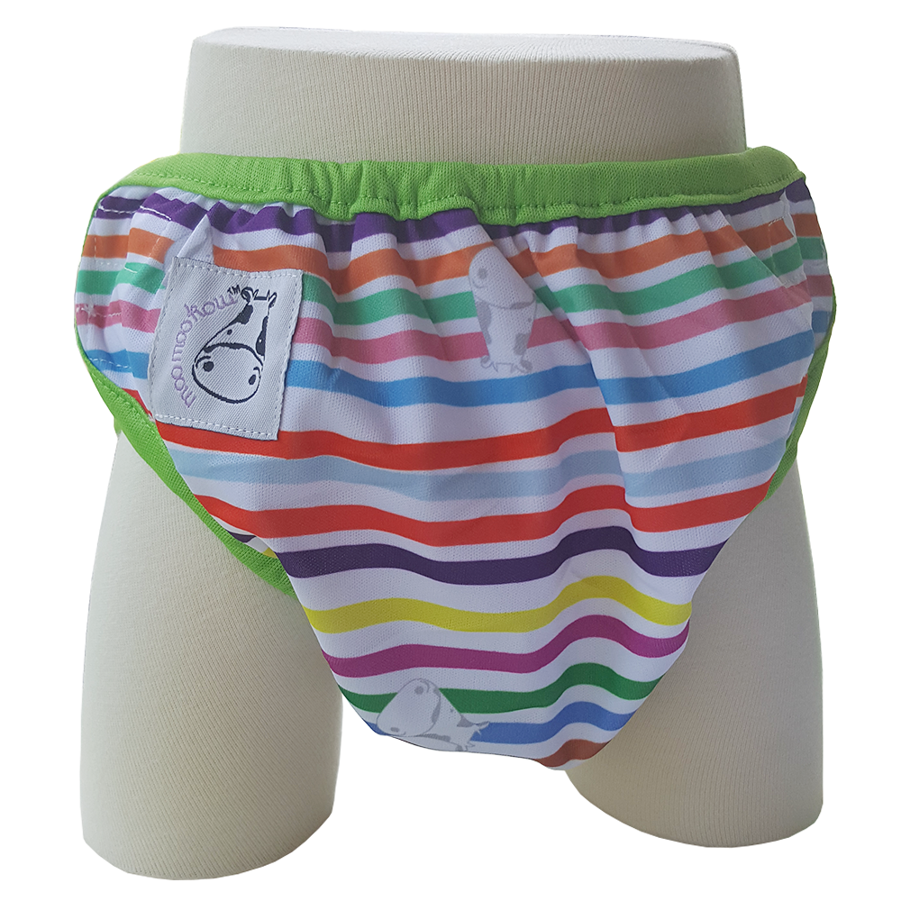 One Size Swim Diaper Rainbow with Green Border