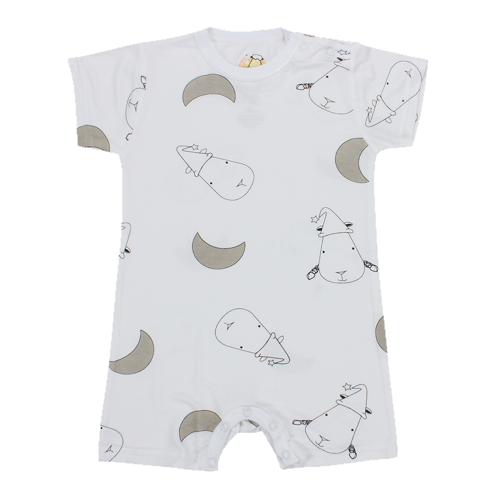 Romper Short Sleeve White Big Moon & Sheepz