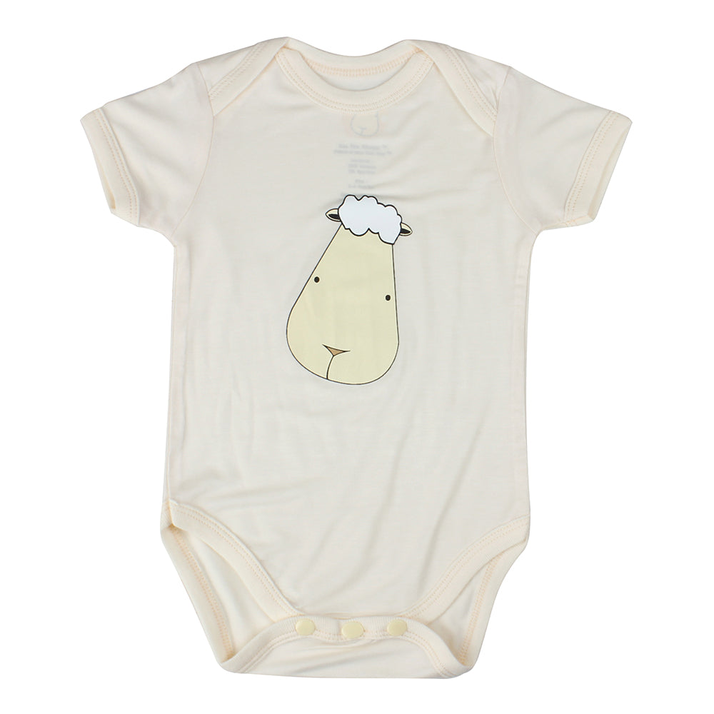 Short Sleeve Onesie Yellow Big Face