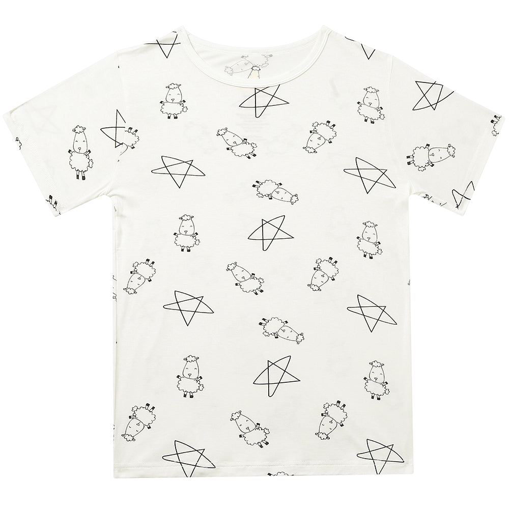 Unisex Short Sleeve T-Shirt Cute Big Star & Sheepz White