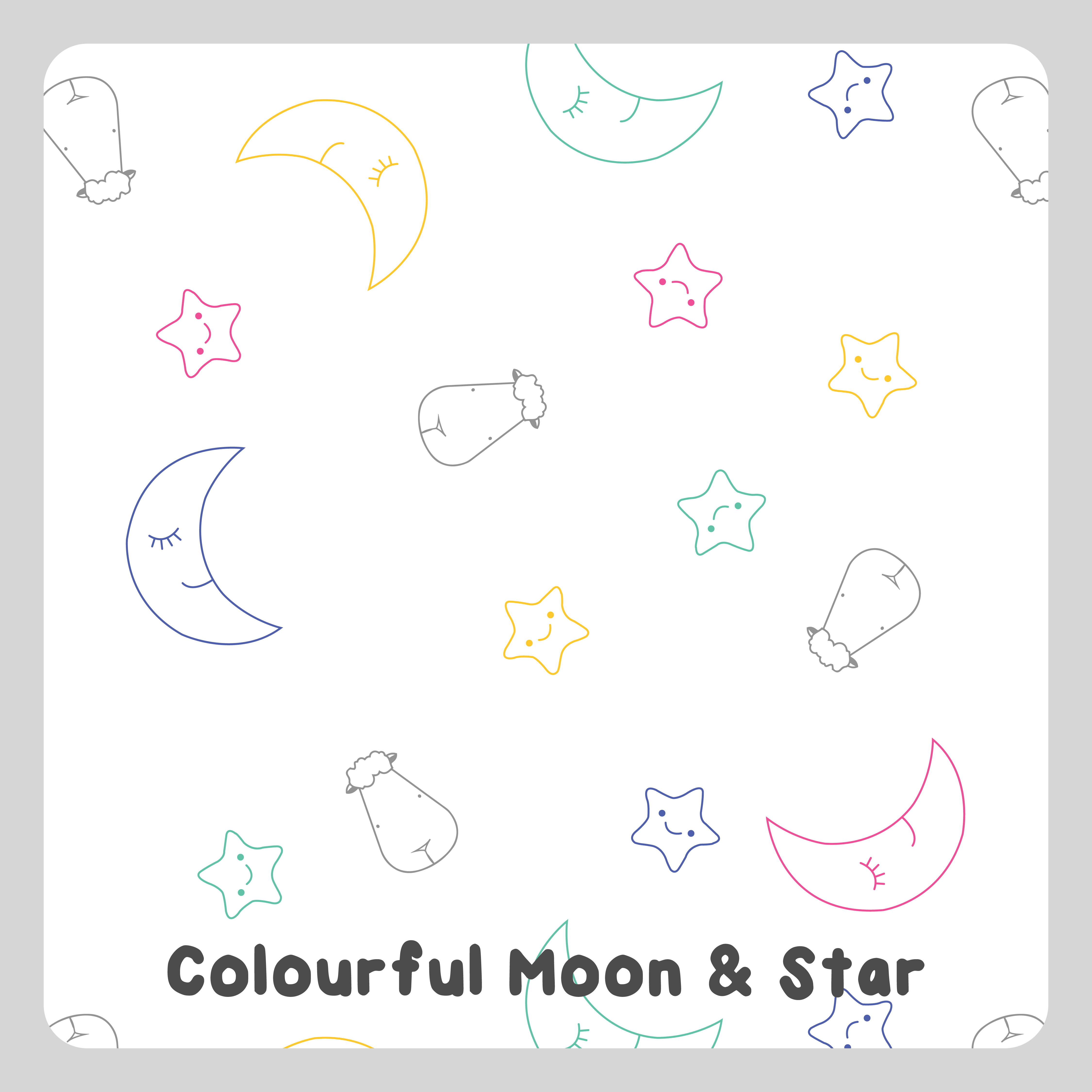 Colourful Moon & Star