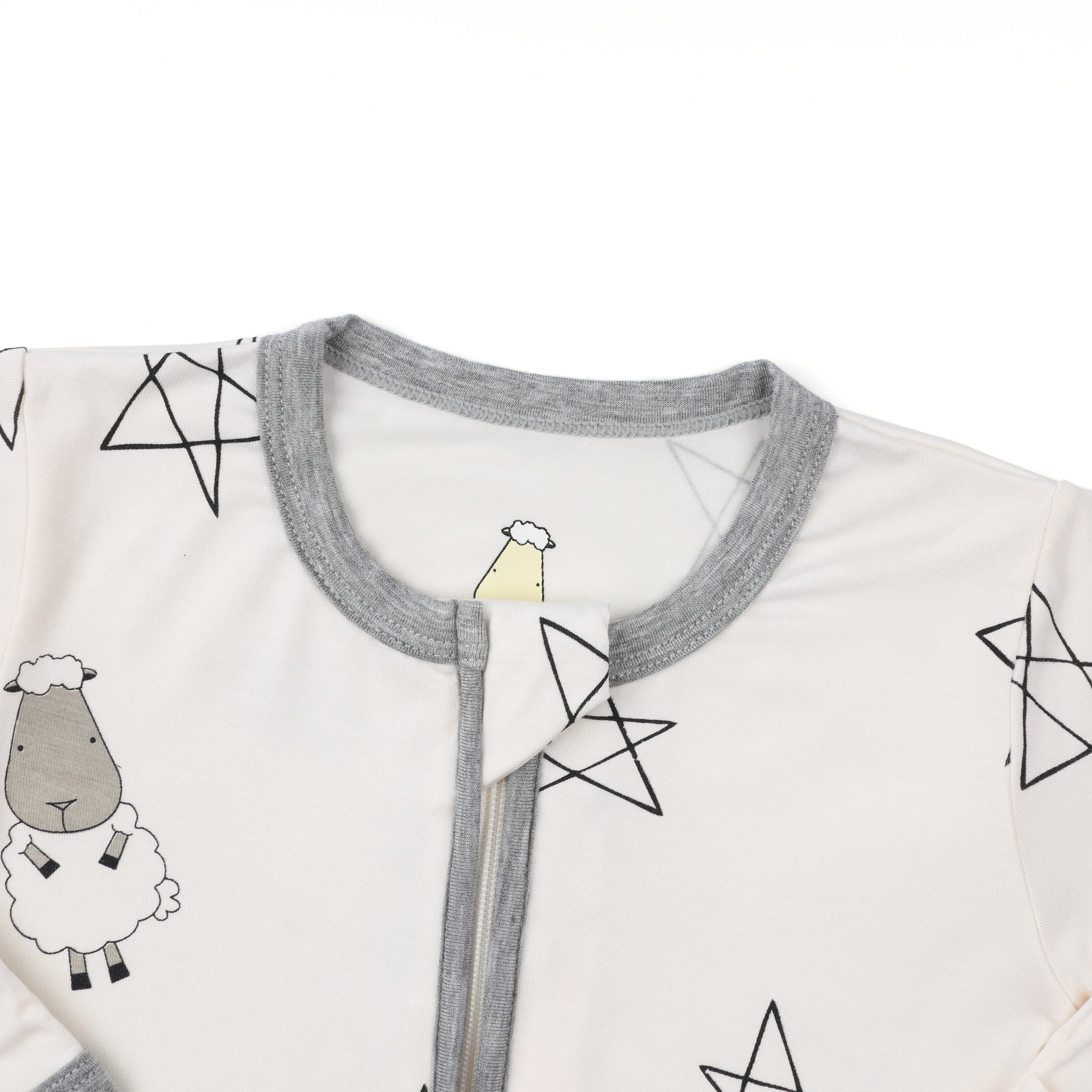 Romper Zip Big Star & Sheepz Yellow with Grey Border