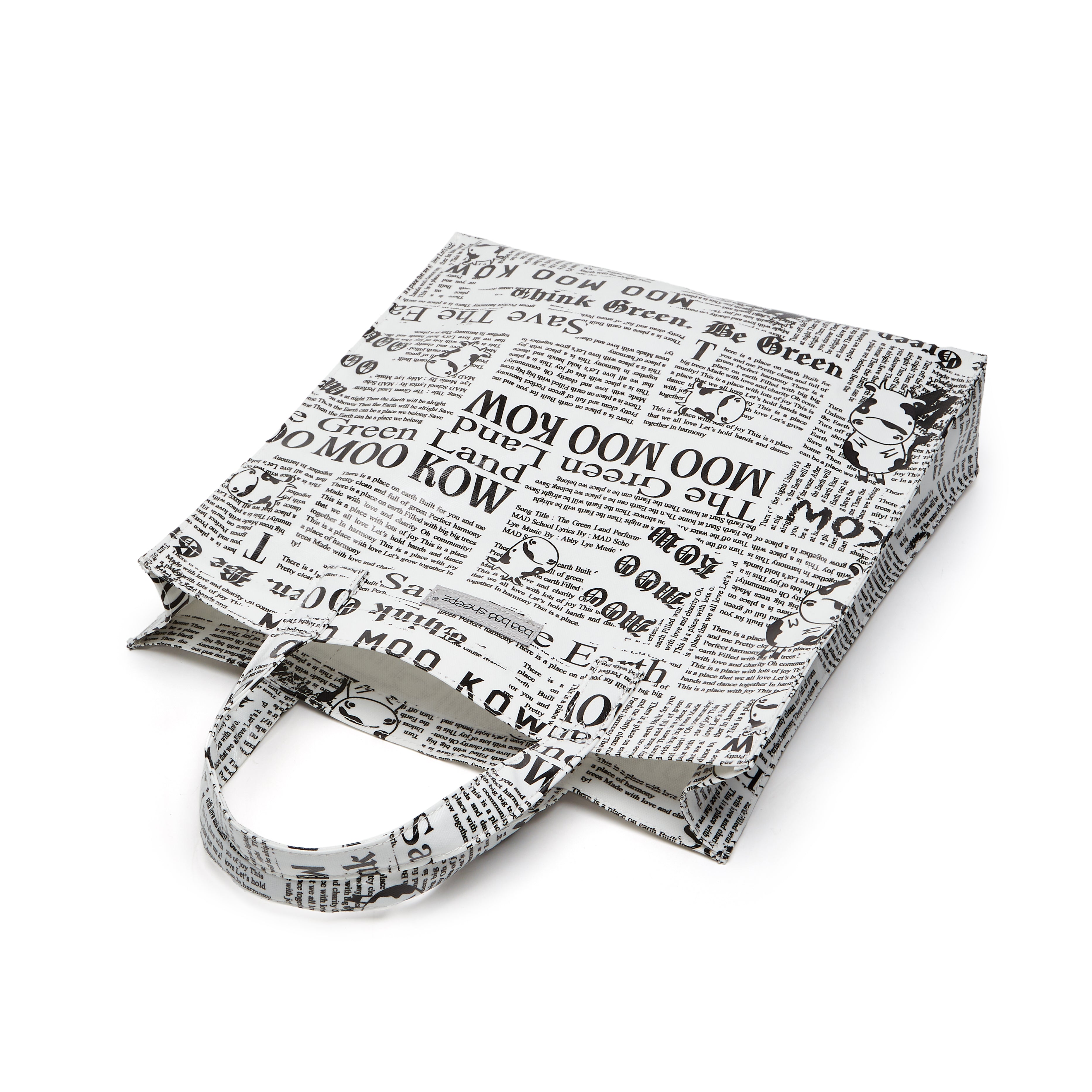 Moo Moo Kow Tote Bag Newspaper White