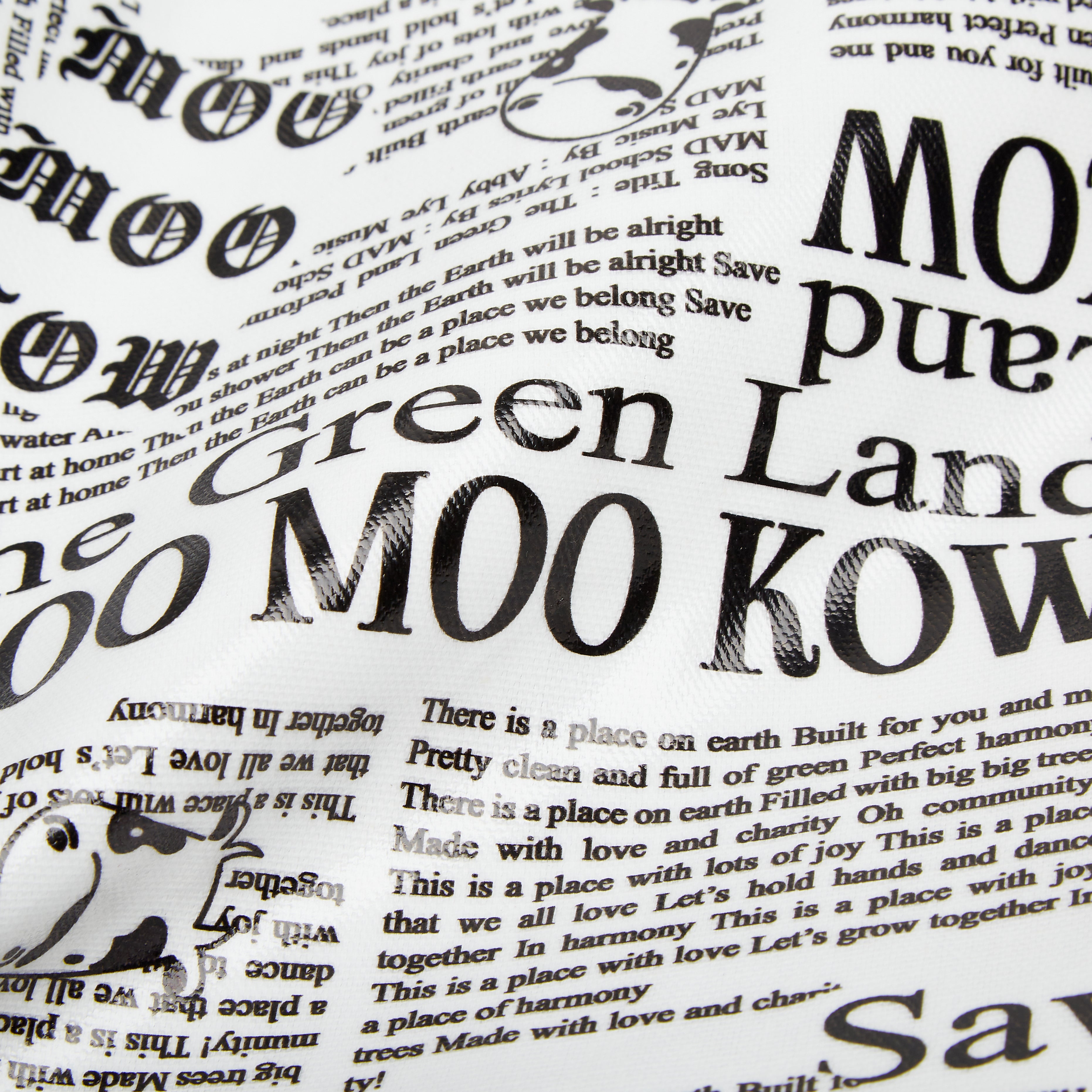 Moo Moo Kow Tote Bag Newspaper White