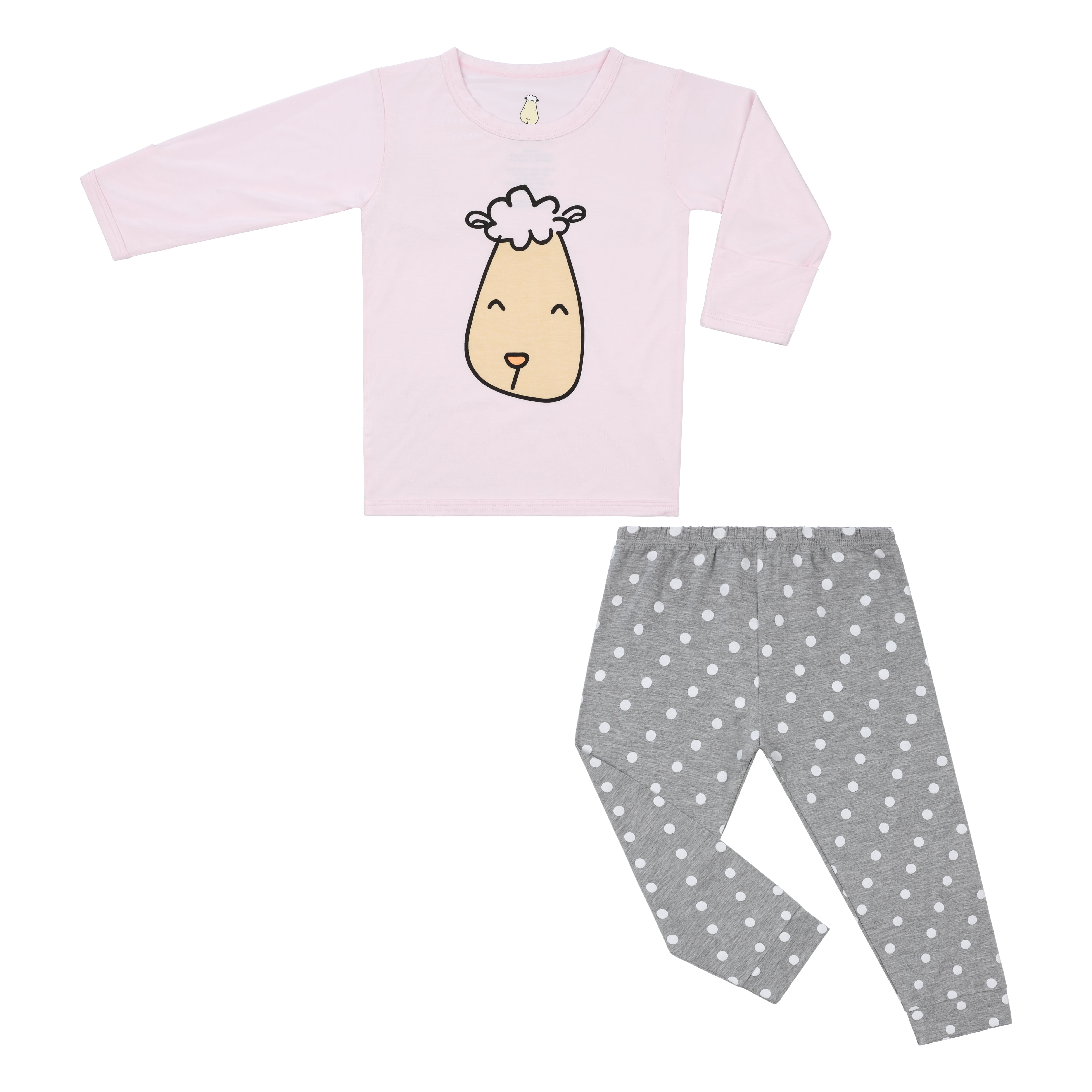 Pyjamas Set Pink Big Face + Grey Polka Dot