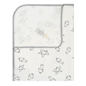 Single Layer Blanket Cute Big Star & Sheepz White - 4T