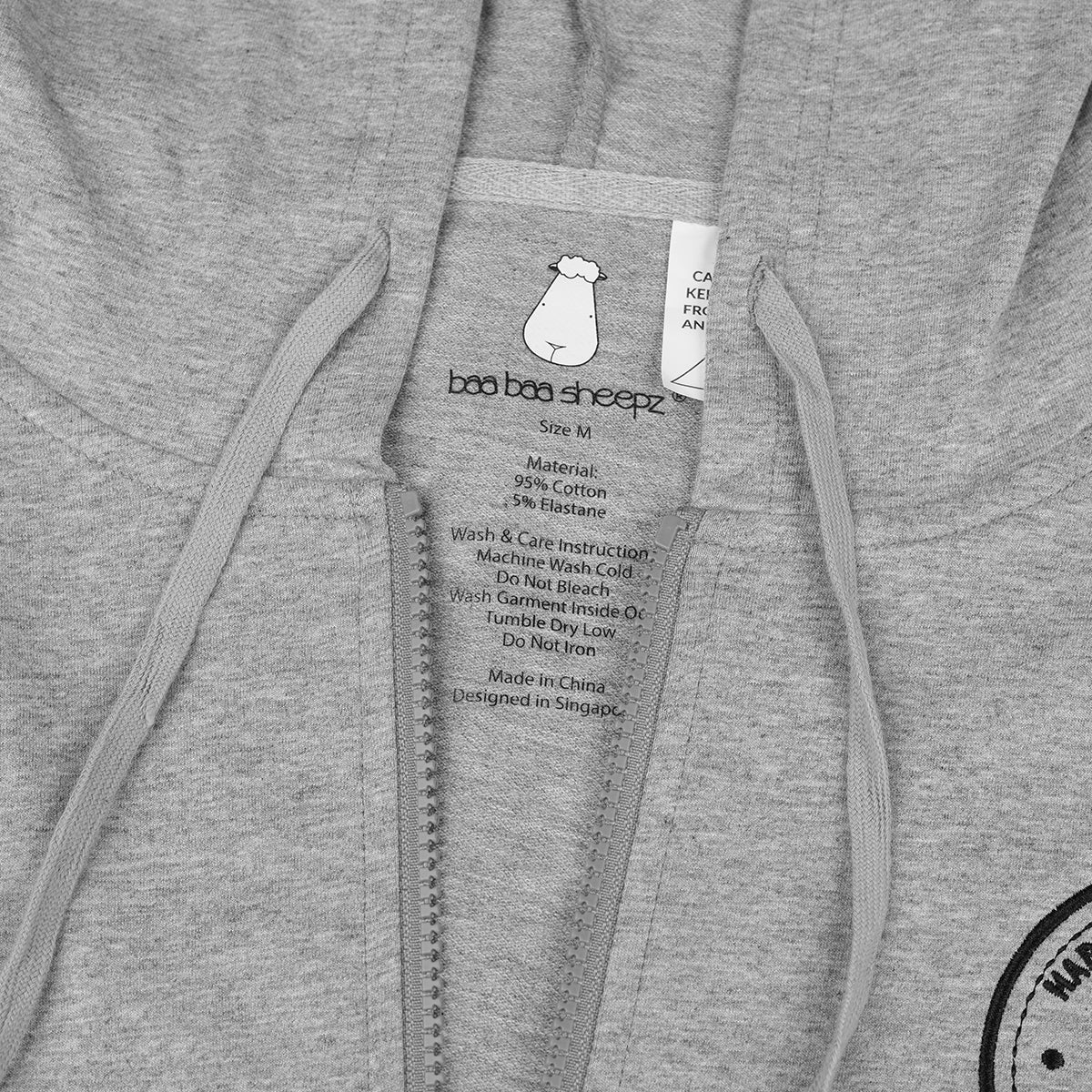 Unisex Long Sleeve Hoodie Happy Sleep Grey