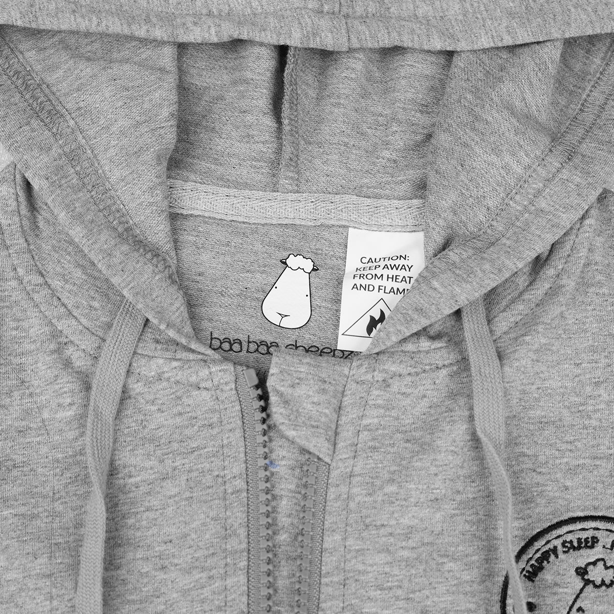 Unisex Long Sleeve Hoodie Happy Sleep Grey