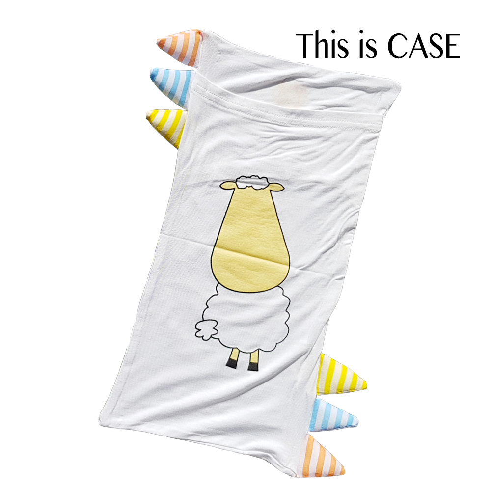 Bed-Time Buddy™ Case Front & Back Sheepz White with Stripe tag - Medium