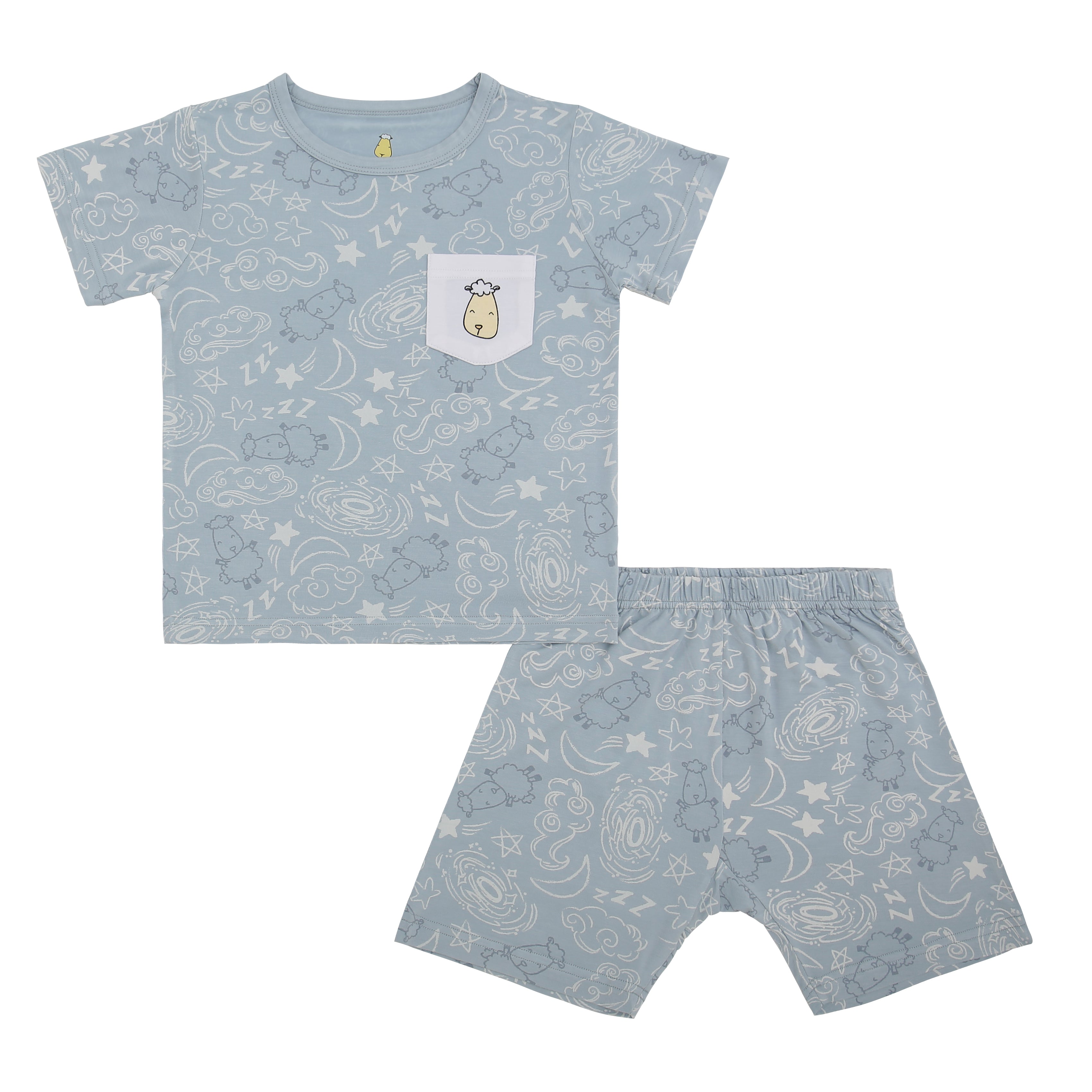 Short Sleeve Shirt Baa Baa in the Universe Blue + Shorts Baa Baa in the Universe Blue