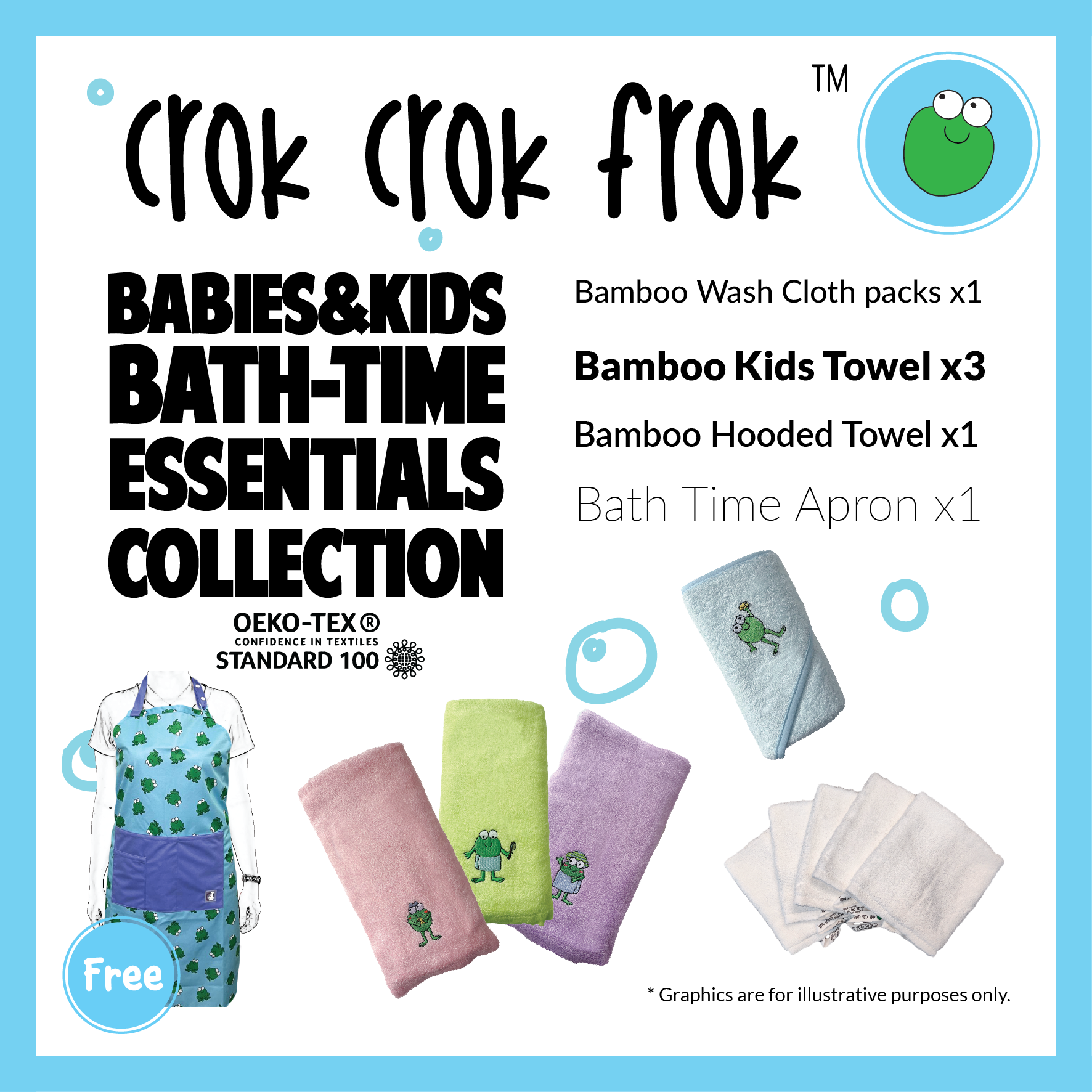 Crok Crok Frok Babies & Kids Bath-Time Essentials Collection