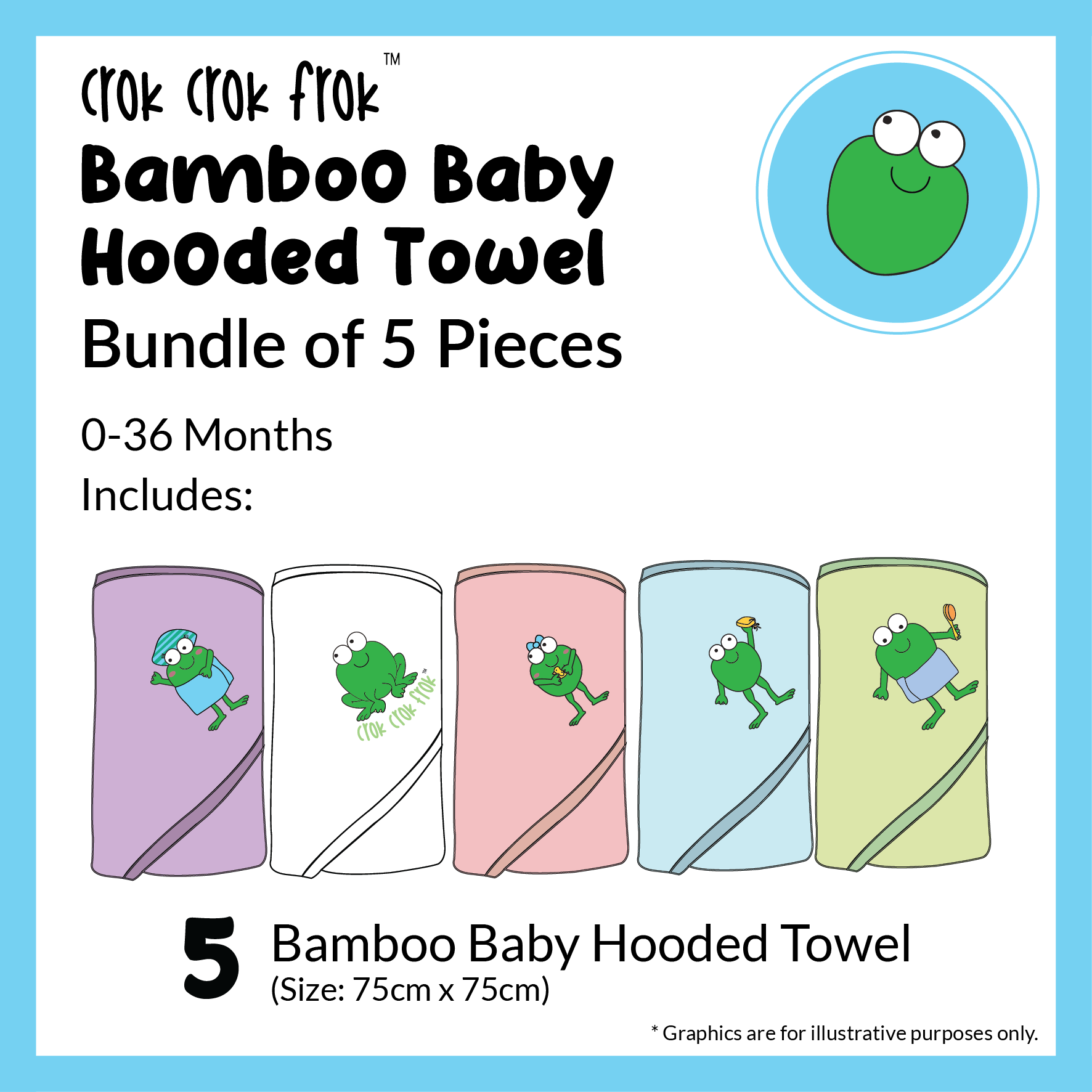 CrokCrokFrok Bamboo Hooded Towel Bundle of 5