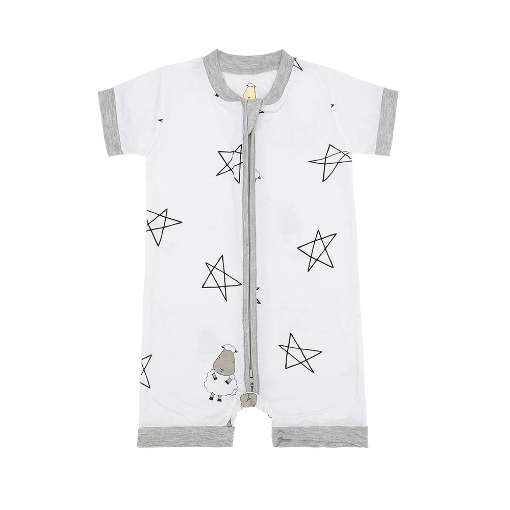 Romper Short Sleeve Zip Big Star & Sheepz White