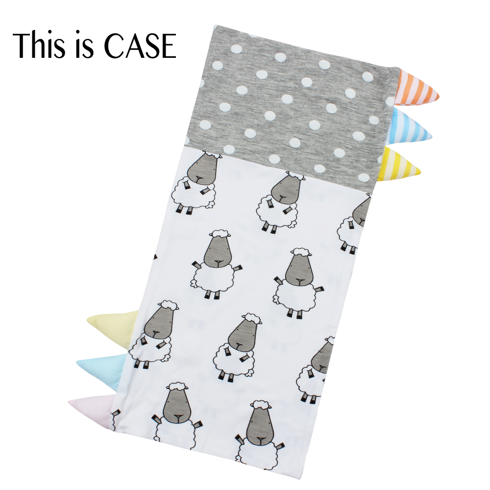 Bed-Time Buddy™ Case Big Sheepz White + Polka Dot Grey with Color & Stripe tag - Medium