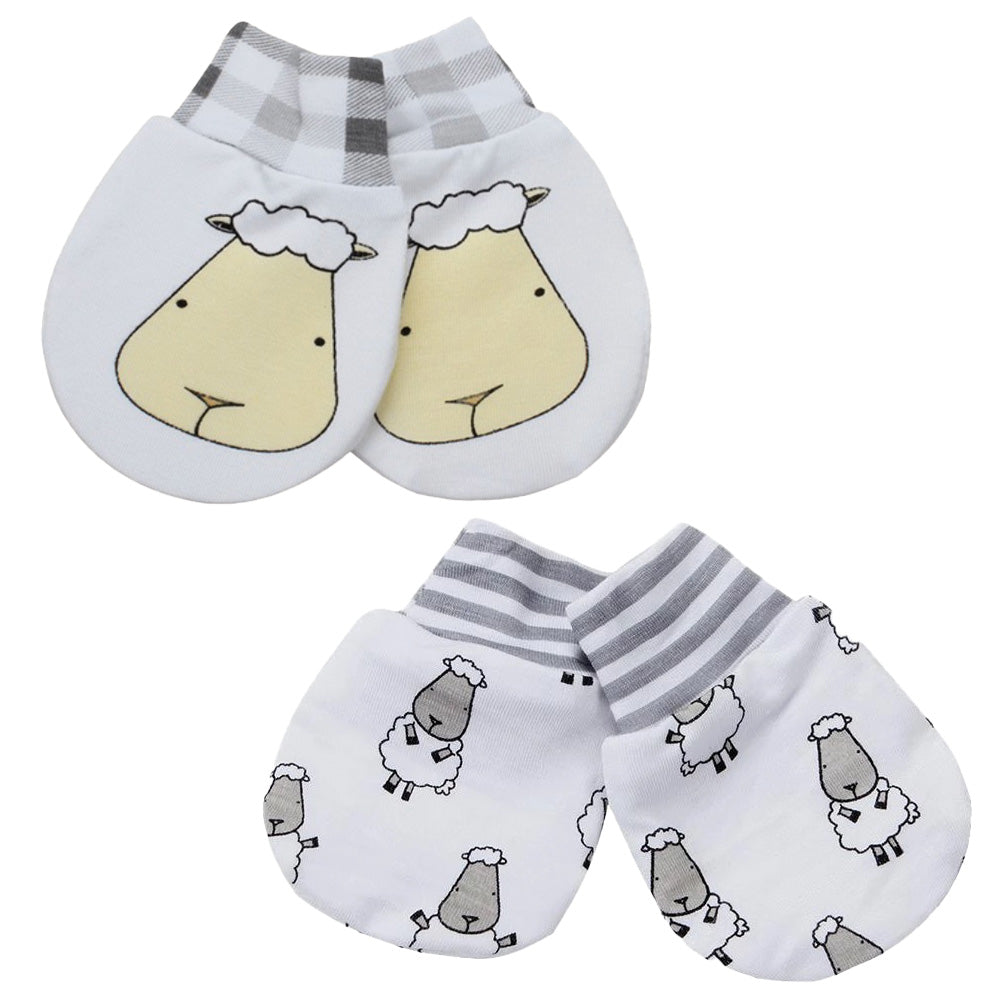 Mittens Small Sheepz Stripe + Big Face Checkers White Set 2pairs