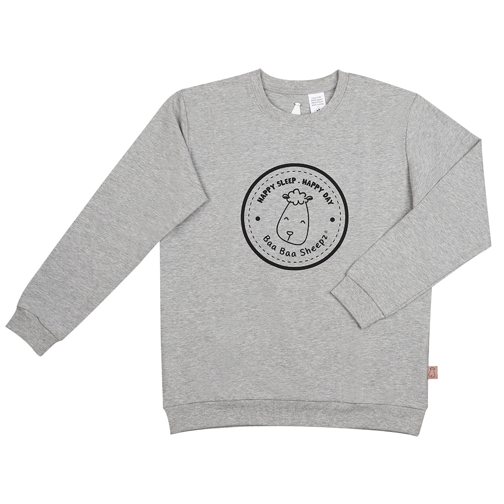 Unisex Long Sleeve Sweatshirt Happy Sleep Grey