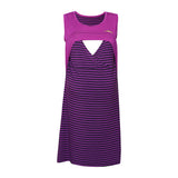 DooDooMooky Maternity & Nursing Sleeveless Dress Violet with Stripe
