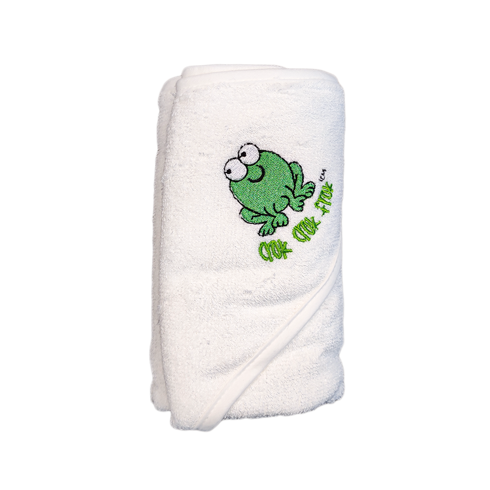 CrokCrokFrok Bamboo Hooded Towel for Baby & Toddler - White