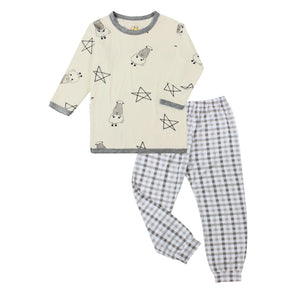 Pyjamas Set Yellow Big Star & Sheepz + Grey Checkers