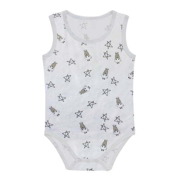 Sleeveless Onesie Small Star & Sheepz White
