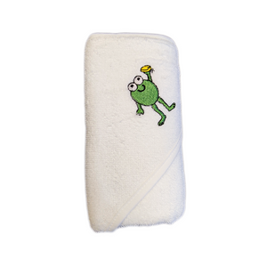CrokCrokFrok Bamboo Hooded Towel Crok Boy for Baby & Toddler - White
