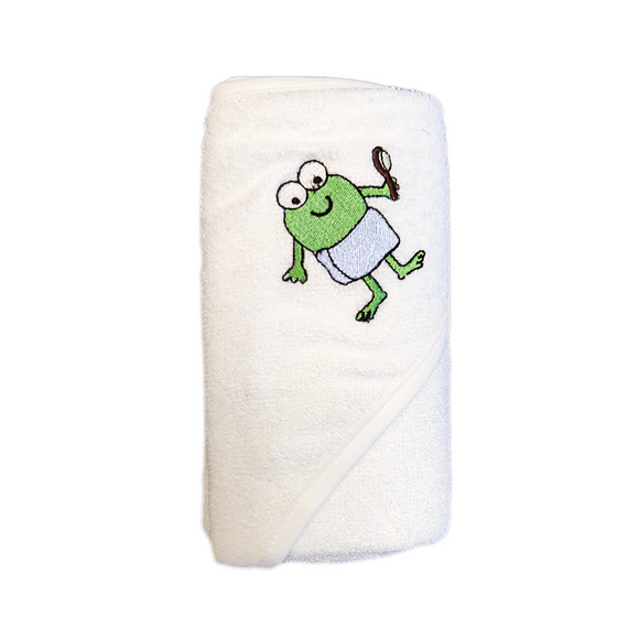 CrokCrokFrok Bamboo Hooded Towel Crok Papa for Baby & Toddler - White