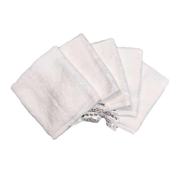 CrokCrokFrok Bamboo Wash Cloth - White - Bundle Of 5 Pieces
