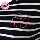 DooDooMooky Maternity & Nursing Dress Black Striped Top with Flower Green Dress