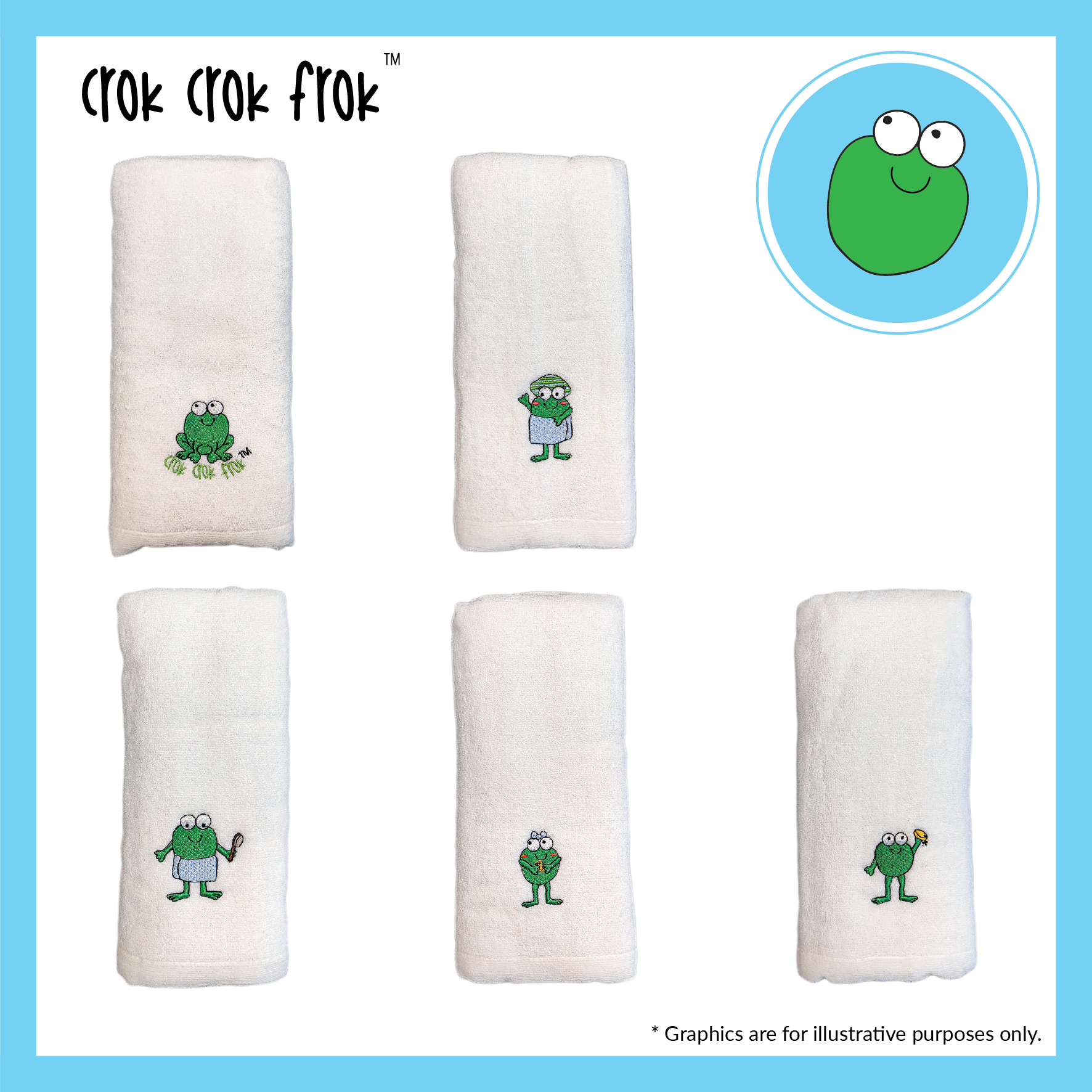 CrokCrokFrok Bamboo Kids Towel White Bundle