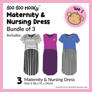 DooDooMooky Maternity & Nursing Dress Bundle of 3 (Size S)