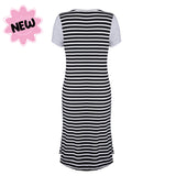 DooDooMooky Maternity & Nursing Dress Grey Top with Black Striped Dress